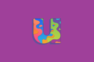 Abstract 3D Rendering Letter Lower U