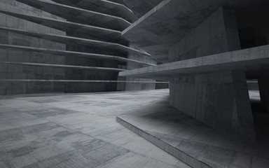 Abstract interior of glass and concrete. Architectural background. 3D illustration and rendering 