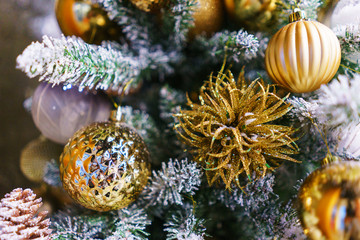 Fototapeta na wymiar Bright festive decorations celebrating Christmas and New Year. 