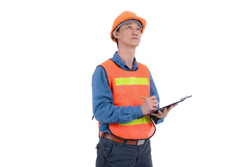 Engineer on white isolated background.