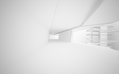 Obraz premium Abstract white interior highlights future. Polygon drawing . Architectural background. 3D illustration and rendering