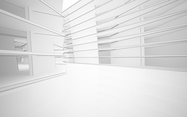 Obraz premium Abstract white interior highlights future. Polygon drawing . Architectural background. 3D illustration and rendering