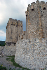 Fototapeta na wymiar The walls and towers of the Manasija monastery in Serbia