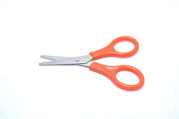 Scissors on white background close up