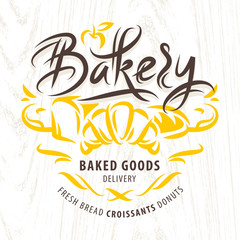Bakery, calligraphic label in traditional style