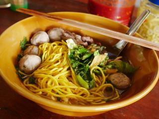 chili noodle soup,Asia street food noodle meal and vegetable