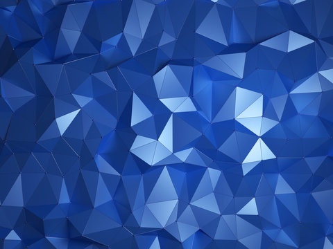 Fototapeta Abstract polygonal background with connected trangles, lines and dots. Modern low poly geometric design, 3D render.