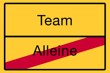 Symbolische Darstellung eines Ortsschildes mit Text zu verschiedenen Themen