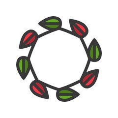 Wreath vector, Chirstmas related filled style icon editable outline icon