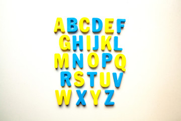 colored alphabet letters on white background