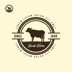 black angus logo design template. cow farm logo design