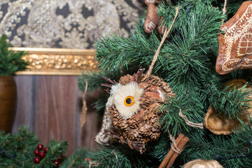 Interior of beautiful living room decorated for Christmas