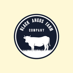 black angus logo design template. cow farm logo design