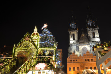 Fototapeta na wymiar Christmas market - Old town Prague Czech republic