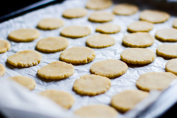 Cookie dough on baking sheet