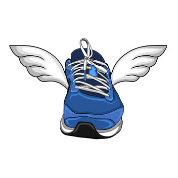sneakers with wings, vector illustration