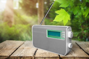 Old retro radio  on background