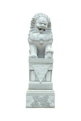 Lion stone in front of the Chinese temple.