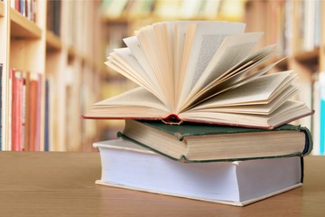 Open book on   table,close up