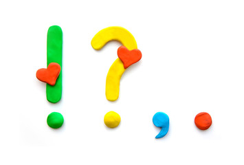 Plasticine punctuation marks