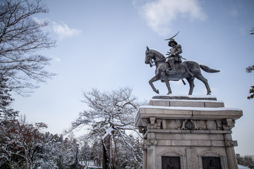 Statue of Masamune Date in Aobayama Park Sendai, Miyagi Prefecture, Japan