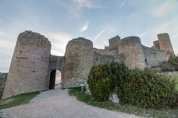 Fototapeta na wymiar The Castle of Loarre under blue sky in december. The castle was built during the 11th and 12th centuries