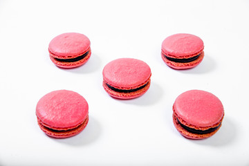 various colorful sweet macarons cookies for dessert