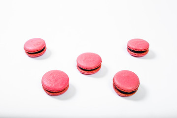 various colorful sweet macarons cookies for dessert