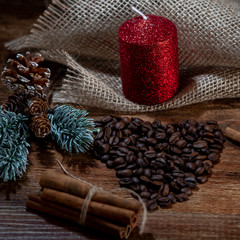 Fototapeta na wymiar Merry Christmas, coffee with cinnamon