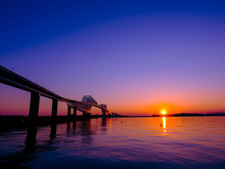 Fototapeta na wymiar bridge in sunset