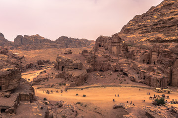 Fototapeta premium Petra - October 01, 2018: Ruins of the ancient city of Petra, Wonder of the World, Jordan