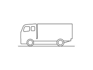 Truck side view line drawing vector