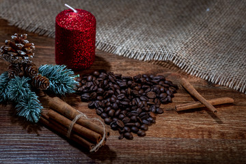 Merry Christmas, coffee with cinnamon
