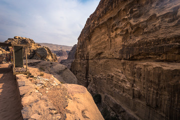 Obraz premium Petra - October 01, 2018: Ruins of the ancient city of Petra, Wonder of the World, Jordan