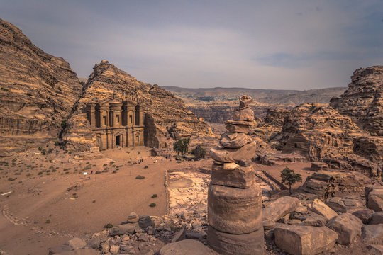 Petra - October 01, 2018: Monastery of the ancient city of Petra, Wonder of the World, Jordan