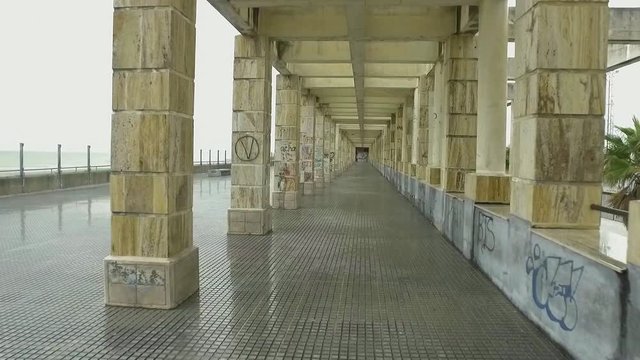 Long promenade with columns