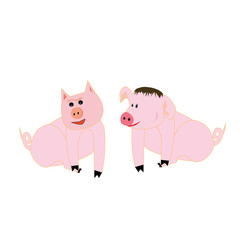 Festive pig and funny pigs for gift