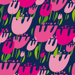 Tulips multicolor vector seamless pattern