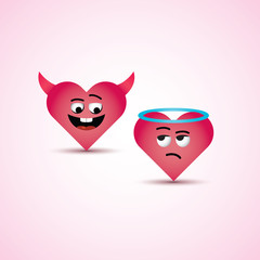 devil heart and angel heart vector illustration
