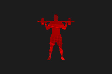 Abstract Black Red Fitness Man Illustration