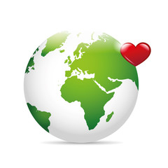 green earth with red heart save the world concept vector illustration EPS10