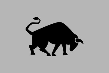Abstract Gray Background Black Bull Illustration