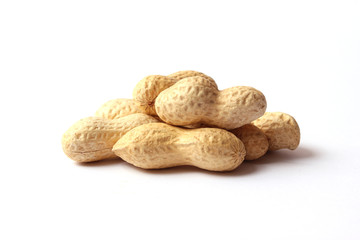  raw peanuts in shell on white background
