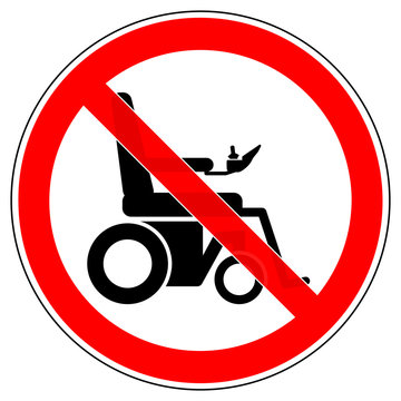 srr500 SignRoundRed - german - Verbotszeichen: Elektrorollstuhl verboten (Elektrischer Rollstuhl) - english - prohibition sign - electric wheelchair prohibited - red xxl g6900