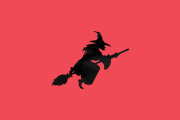 Abstract Polygon Red Black Witch Illustration