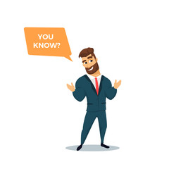 Businessman Character design. Fun bearded business man