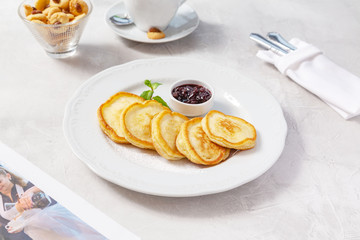 Pancakes with sauce for breakfast