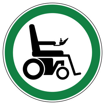 srg500 SignRoundGreen - german - ez500 ErlaubnisZeichen - Elektrorollstuhl verboten (Elektrischer Rollstuhl) erlaubt - english - approved - electric wheelchair - xxl green g6901
