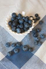 Blueberry closeup. Freshly picked blueberries in wooden bowl over rustic background. Juicy and fresh berries. Bilberries on wooden table. Diet, dieting. Healthy food concept. 