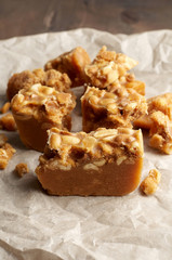 Old Fashioned Buttermilk Penuche Fudge candy with peanuts